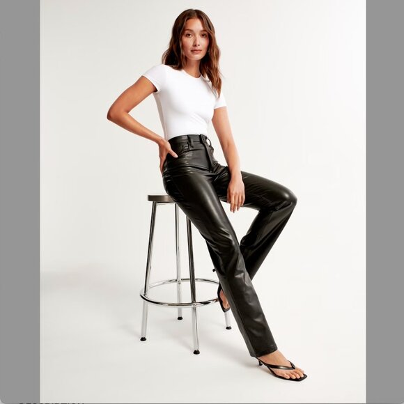 Vegan Leather 90s Straight Pant - Picture 2 of 8